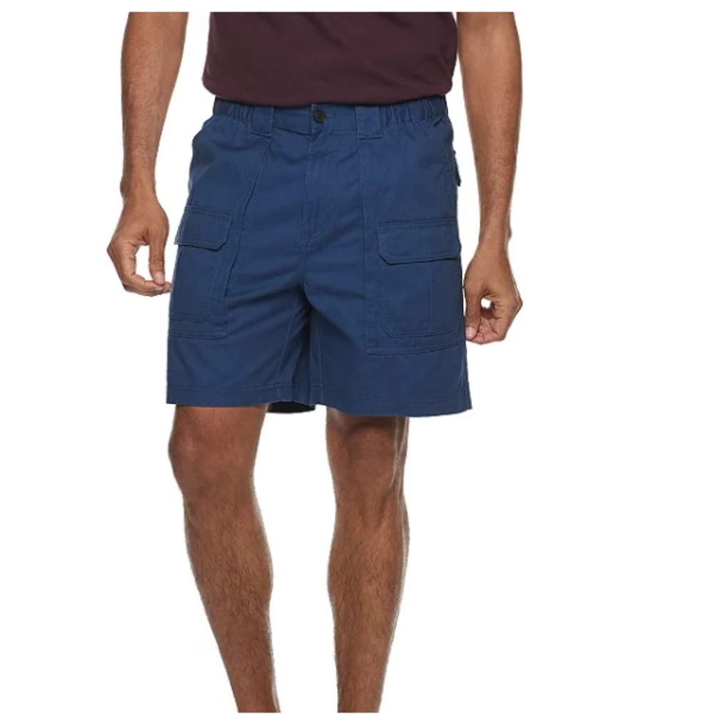 Croft & Barrow Cargo Shorts Mens 44 Navy Blue Side Elastic